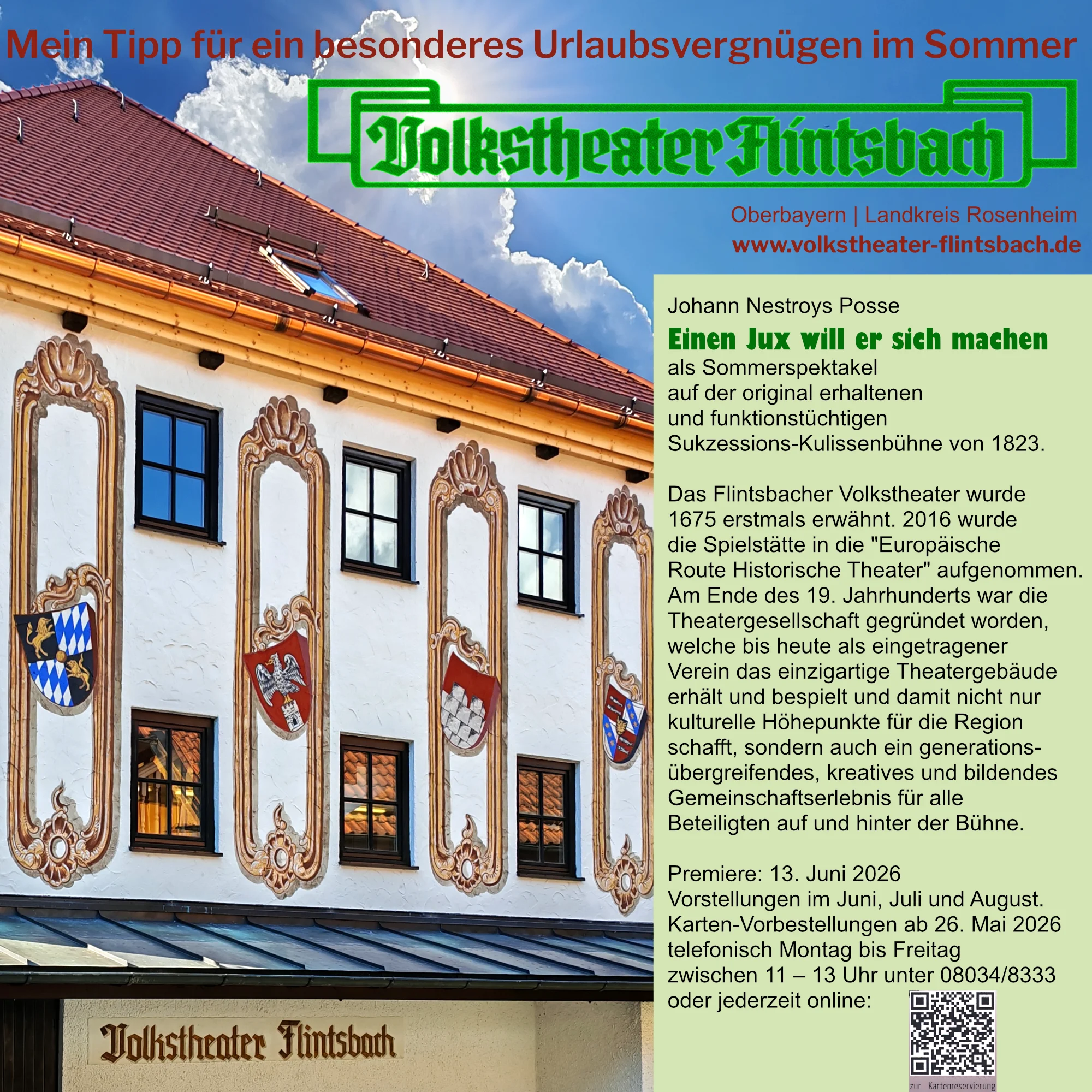 Werbung für das Sommertheater in Flintsbach am Inn